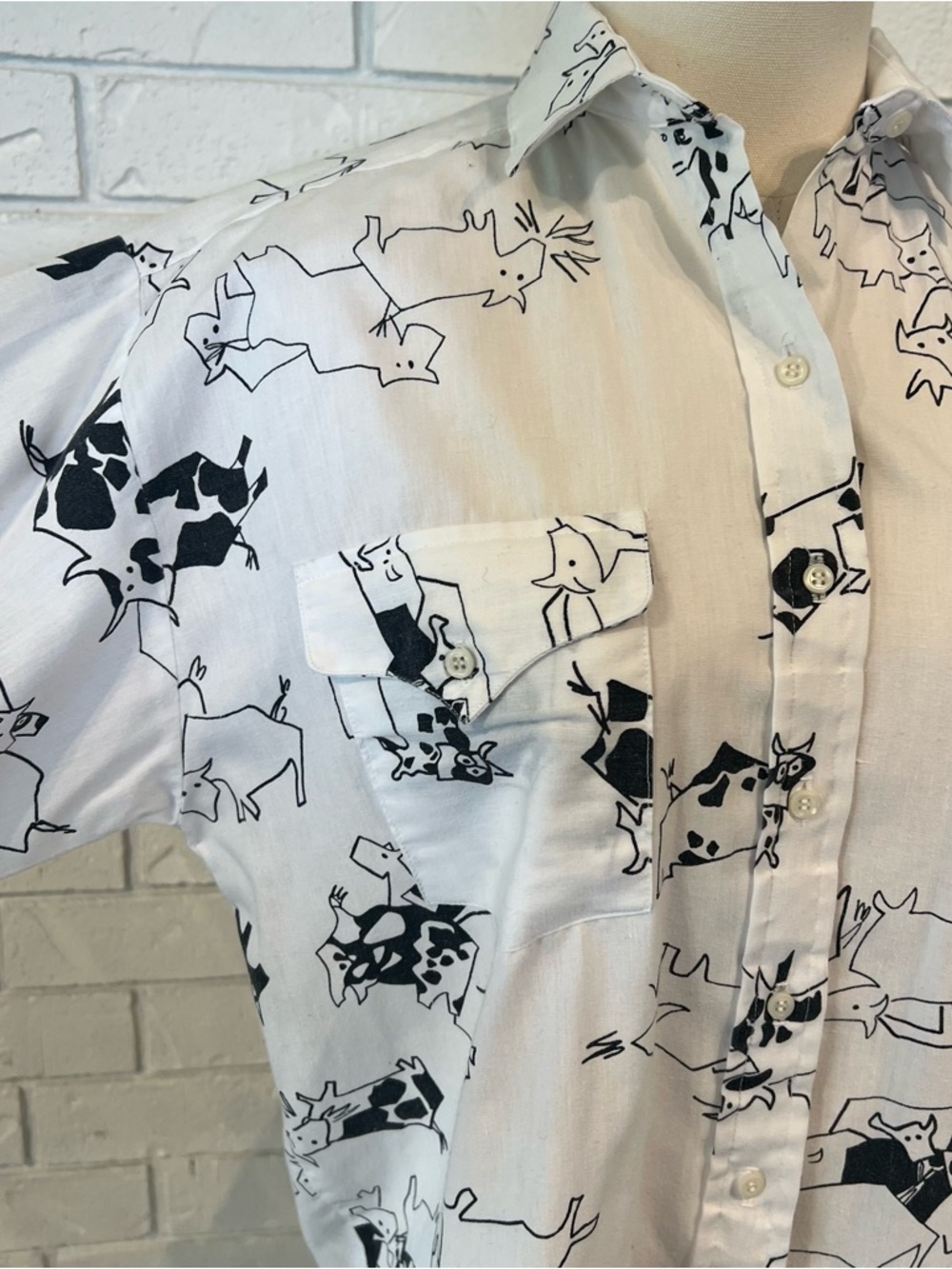 Vintage Panhandle Slim Western Cow Print Button-Up Shirt Womens M - Picture 5 of 8